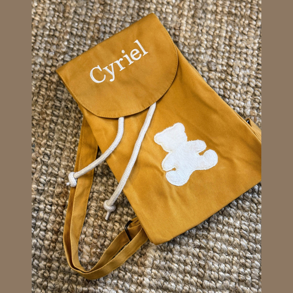 Peuterrugtas Geborduurd met naam - Beertje & teddy collectie - Caro B Handmade