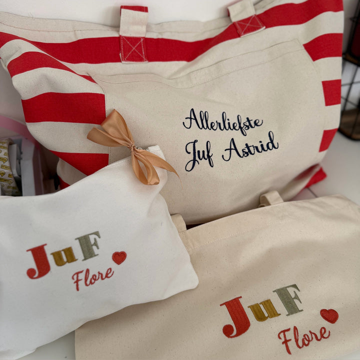Gepersonaliseerde strandtas voor juf of strandvakantie