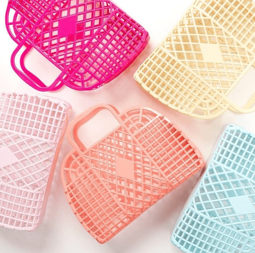 Retro Basket - Sun Jellies - Large - Berry Pink - Caro B Handmade