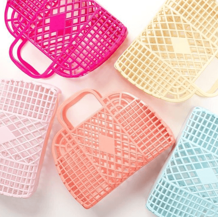 Retro Basket - Sun Jellies - Large - Berry Pink - Caro B Handmade