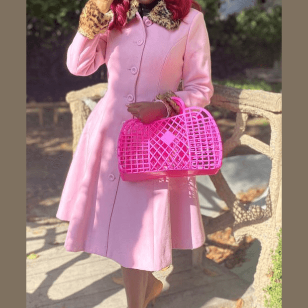 Retro Basket - Sun Jellies - Large - Berry Pink - Caro B Handmade