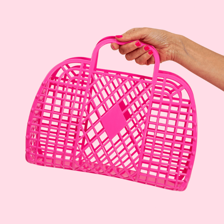 Retro Basket - Sun Jellies - Large - Berry Pink - Caro B Handmade