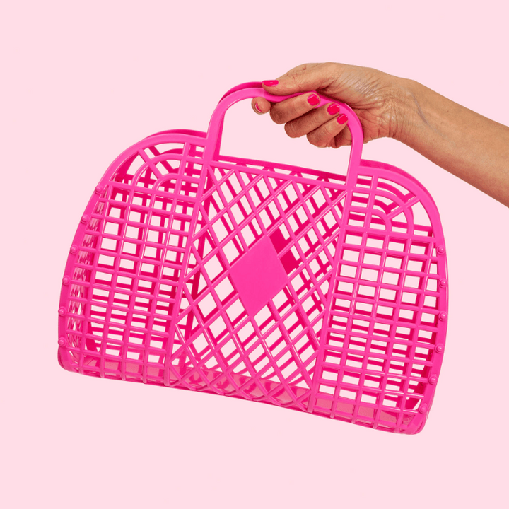 Retro Basket - Sun Jellies - Large - Berry Pink - Caro B Handmade