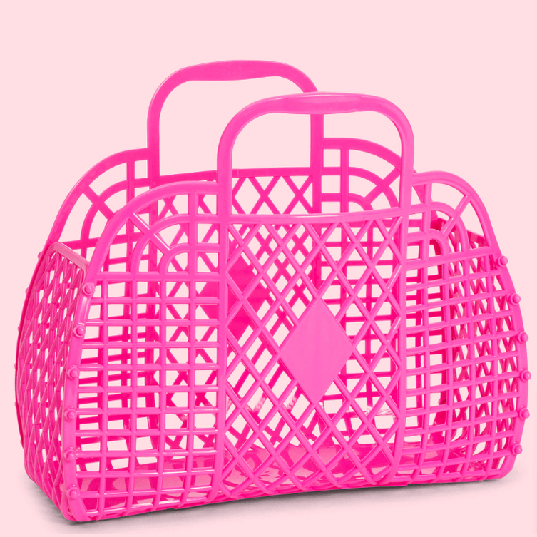 Retro Basket - Sun Jellies - Large - Berry Pink - Caro B Handmade