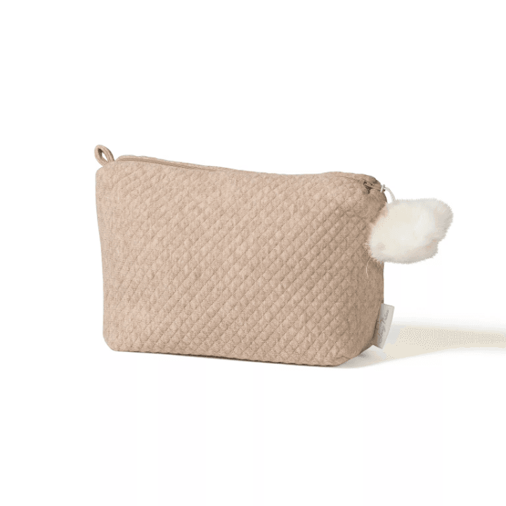 Toilettas Losange Collectie - Geborduurd met Naam - Met Pompon - Caro B Handmade