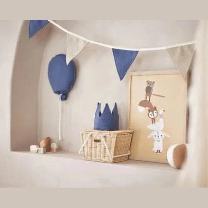 Vlaggenlijn - Slingers - Geborduurd met naam - Jollein - Blauw & wit - Caro B Handmade