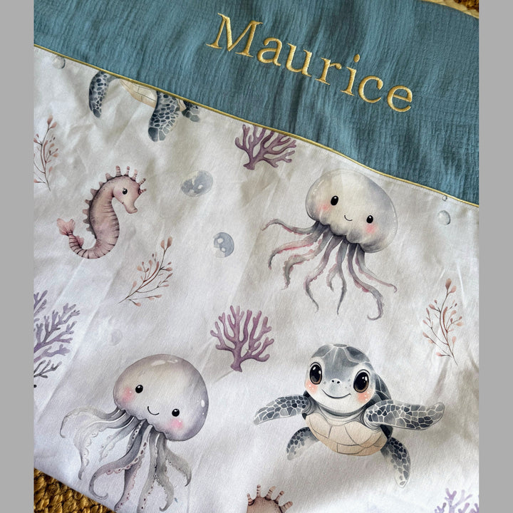 Handgemaakt Babydeken Waterdieren – Exclusieve Stoffen & met Naam Caro B Handmade