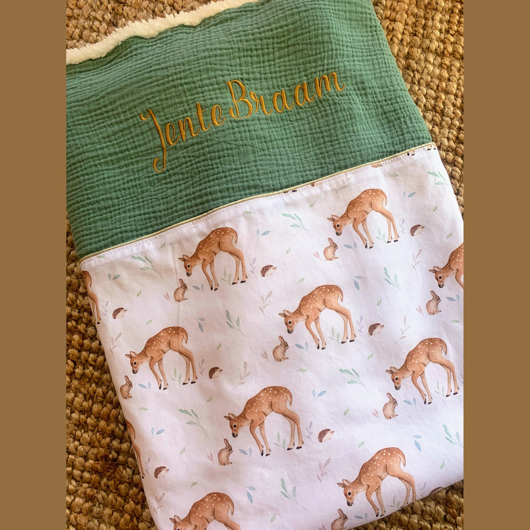 Handgemaakt Babydeken Bosdieren – Exclusieve Stoffen & met Naam Caro B Handmade