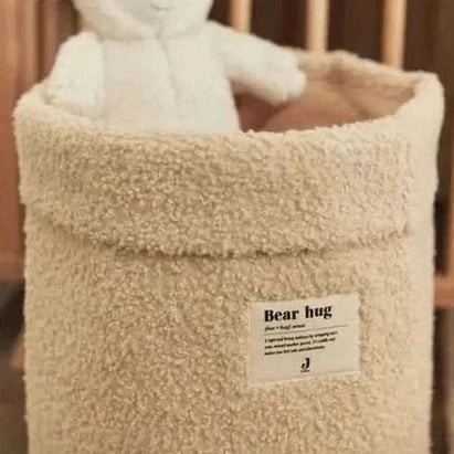 Jollein Opbergmand Boucle Geborduurd met naam - Speelgoedmand - Naturel - Caro B Handmade