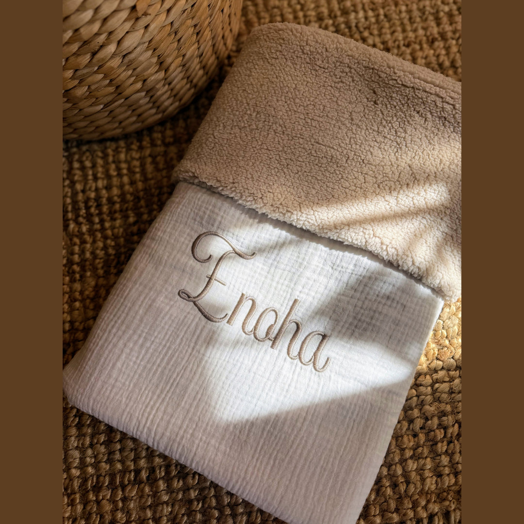 Babydeken in teddy & hydrofiel - Handgemaakt & geborduurd - Zelf samen te stellen Caro B Handmade