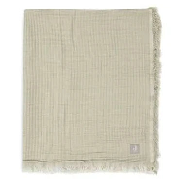 Jollein Deken GOTS Fringe Stripe met Naam - Borduren - Olive Green/Ivory - Caro B Handmade