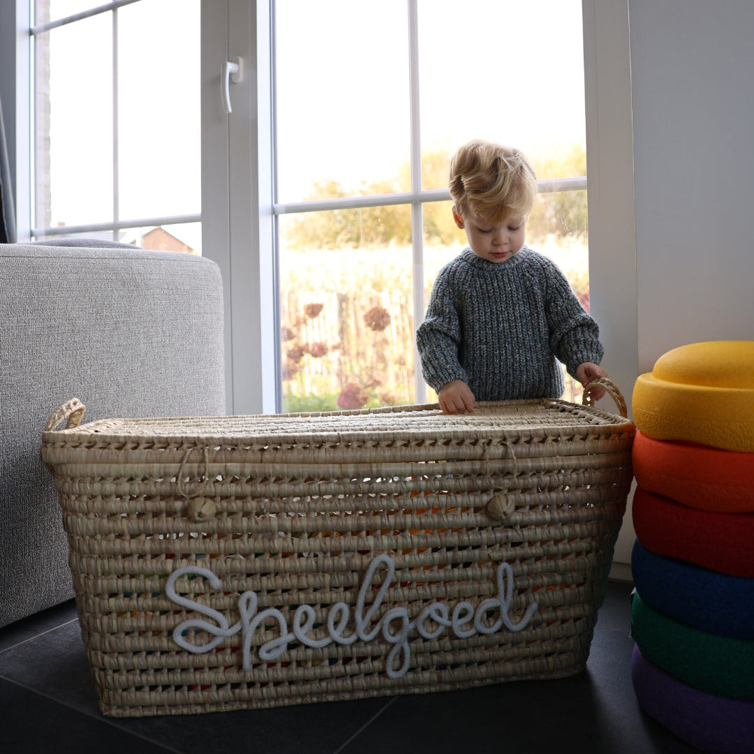 Luxe Speelgoedmand BIG 80 cm met Naam - Handgemaakt & Gepersonaliseerd Caro B Handmade