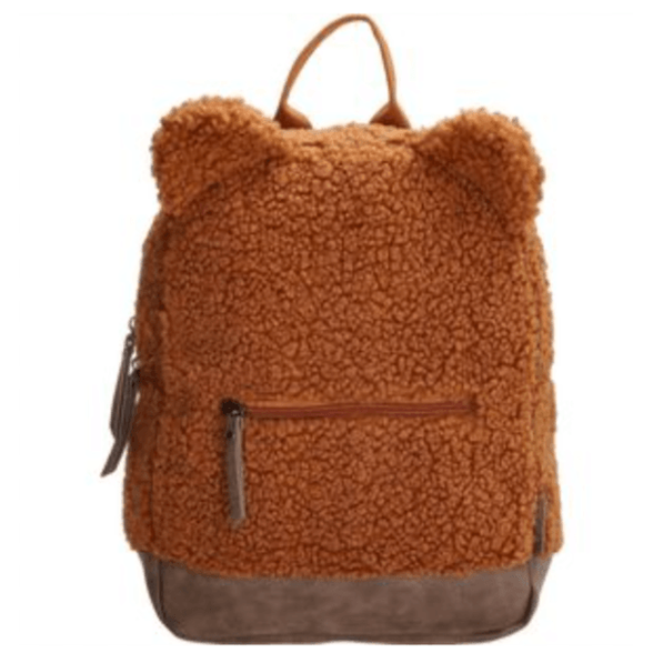 Teddy Rugzak met Bereoortjes Geborduurd met naam - Cognac - Caro B Handmade