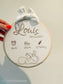 tamboerijn geborduurd met de geboortegegevens van je baby - geborduurd - borduurstudio Caroline - kraamcadeau